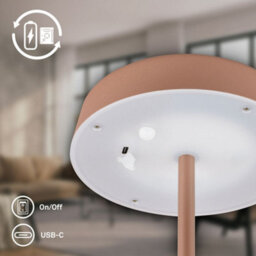 Briloner Led Table Lamp Rechargeable Light Dimmable Cordless Touch Ip44 Outdoor Coffee - thumbnail 4