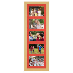AK Frames 26X8 Mustard Yellow Modern Multi Photo Frame With Poppy Red Mount - Holds 5 Apertures (5X) 6X4 Photos - thumbnail 1