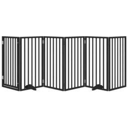 Walplus Black Dog Gate With Door Foldable 6 Panels 300 Cm Poplar Wood - thumbnail 3