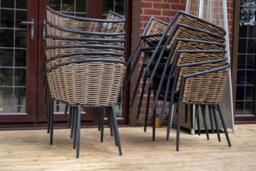 Sh&g Bolingbroke 4 Seat Garden Furniture Set - 4 Piece Square Table & Chairs - Aluminium & Grey Rattan With Grey Cushions - thumbnail 3