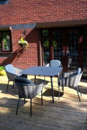 Sh&g Bolingbroke 4 Seat Garden Furniture Set - 4 Piece Square Table & Chairs - Aluminium & Grey Rattan With Grey Cushions - thumbnail 2