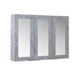 Homestylestore 900 X 650mm Concrete Grey Wall Mounted Mirrored Door Bathroom Cabinet And Chrome Finger Pull Handles