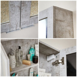 Homestylestore 900 X 650mm Concrete Grey Wall Mounted Mirrored Door Bathroom Cabinet And Chrome Finger Pull Handles - thumbnail 3