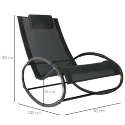 Outsunny Patio Rocking Chair Orbital Zero Gravity Seat Pool Chaise W/ Pillow - thumbnail 3