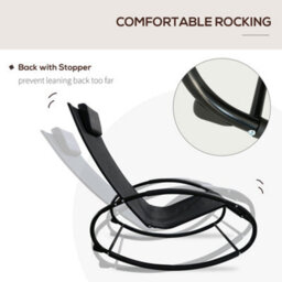 Outsunny Patio Rocking Chair Orbital Zero Gravity Seat Pool Chaise W/ Pillow - thumbnail 4