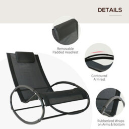 Outsunny Patio Rocking Chair Orbital Zero Gravity Seat Pool Chaise W/ Pillow - thumbnail 5