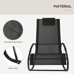Outsunny Patio Rocking Chair Orbital Zero Gravity Seat Pool Chaise W/ Pillow - thumbnail 6