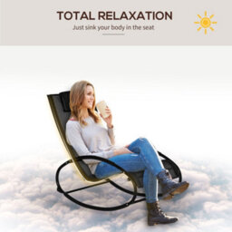 Outsunny Patio Rocking Chair Orbital Zero Gravity Seat Pool Chaise W/ Pillow - thumbnail 7