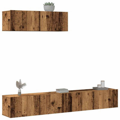 Berkfield 3 Piece Tv Cabinet Set Wall-Mounted Old Wood Engineered Wood - image 1