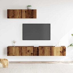 Berkfield 3 Piece Tv Cabinet Set Wall-Mounted Old Wood Engineered Wood - thumbnail 3