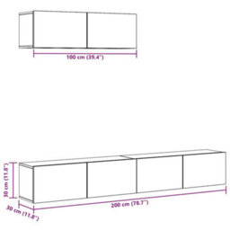 Berkfield 3 Piece Tv Cabinet Set Wall-Mounted Old Wood Engineered Wood - thumbnail 7