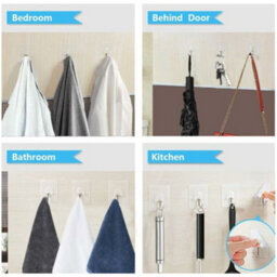 Adhesive Hooks, 6 Pieces Transparent Self, 5 Kg (Max), For Hanging In Bathroom, Kitchen, Ceiling, Wall - thumbnail 4