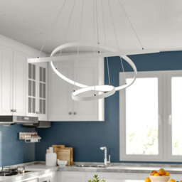 Darphe 76W Minimalist White3 Layer Round Acrylic Led Pendant Light, Height Adjustable - thumbnail 7