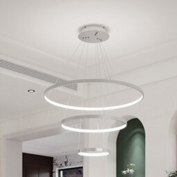 Darphe 76W Minimalist White3 Layer Round Acrylic Led Pendant Light, Height Adjustable - thumbnail 1