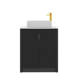 Royal Bathrooms Avenza 600mm Matt Obsidian Black Floor Standing Bathroom Vanity Unit 2 Door With Lyon Basin - thumbnail 6