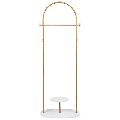 Wyld And Coco Freestanding Clothes Rack 174Cm - Gold Frame With White Marble-Effect Shelf - image 1