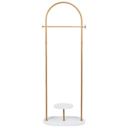 Wyld And Coco Freestanding Clothes Rack 174Cm - Gold Frame With White Marble-Effect Shelf - thumbnail 1