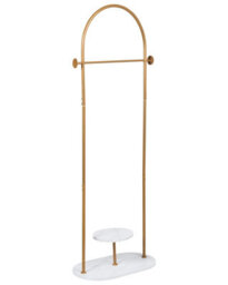 Wyld And Coco Freestanding Clothes Rack 174Cm - Gold Frame With White Marble-Effect Shelf - thumbnail 3