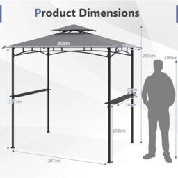 Costway 242 X 150 Cm Grill Gazebo Outdoor Double-Tiered Grill Canopy-Grey - thumbnail 2