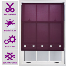 Aubergine Roller Blind With Chrome Square Eyelets And Meta Fittings Cut To Size By Furnished - (W)60Cm X (L)210Cm - thumbnail 1