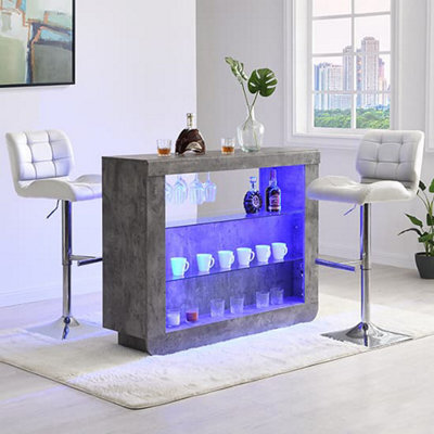 Furniture in Fashion Fiesta Concrete Effect Bar Table With 2 Candid White Stools - image 1