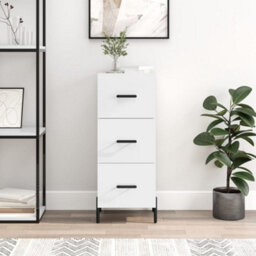 Berkfield Modern Sideboard High Gloss White 34.5X34X90 Cm Engineered Wood - thumbnail 2