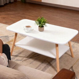 2 Tier Coffee Table Living Room Center Tea Table With Lower Shelf Low Table Desk - thumbnail 5