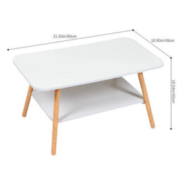 2 Tier Coffee Table Living Room Center Tea Table With Lower Shelf Low Table Desk - thumbnail 2