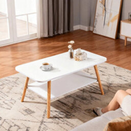 2 Tier Coffee Table Living Room Center Tea Table With Lower Shelf Low Table Desk - thumbnail 4