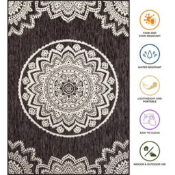 Homeart Outdoor Indoor Rug, Easy Clean, Uv Weather Resistant Rug For Patio, Gardenmandala-D.natural,cream, 140X200Cm - thumbnail 6