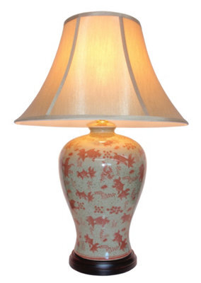 Downton Interiors Red Fish Oriental Chinese Ceramic Porcelain Table Lamp - image 1