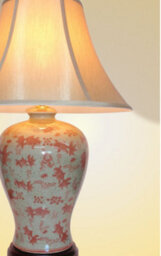 Downton Interiors Red Fish Oriental Chinese Ceramic Porcelain Table Lamp - thumbnail 2