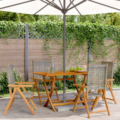 Berkfield Reclining Garden Chairs 4 Pcs Grey Poly Rattan And Solid Wood - image 1