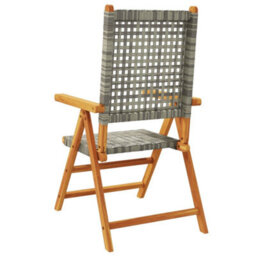 Berkfield Reclining Garden Chairs 4 Pcs Grey Poly Rattan And Solid Wood - thumbnail 6