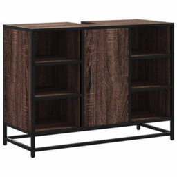 Berkfield Industrial Bathroom Sink Cabinet Brown Oak 80X33X60 Cm Engineered Wood