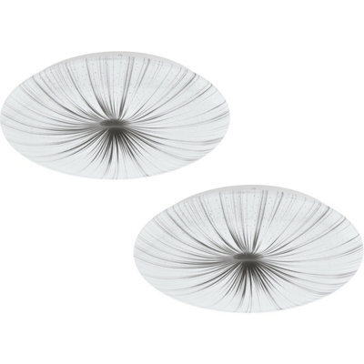2 Pack Modern White Led Ceiling Lights With Silver Shade - 24W Flush Mount Design - image 1