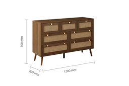 Walnut Chest Of 7 Drawers Rattan Birlea Croxley Mid Century Modern - thumbnail 5