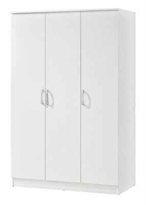 Swish Furniture Highbury 3 Door Wardrobe White Triple 5 Shelf Hanging Rail Bedroom Storage - image 1