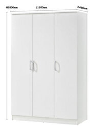 Swish Furniture Highbury 3 Door Wardrobe White Triple 5 Shelf Hanging Rail Bedroom Storage - thumbnail 3