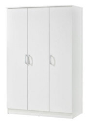 Swish Furniture Highbury 3 Door Wardrobe White Triple 5 Shelf Hanging Rail Bedroom Storage - thumbnail 1