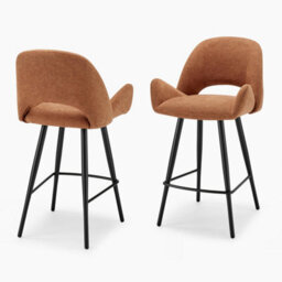 Furniturebox Uk 2X Layla Terracotta Orange Fabric Bar Chairs - thumbnail 3