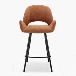 Furniturebox Uk 2X Layla Terracotta Orange Fabric Bar Chairs - thumbnail 4