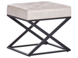 Wyld And Coco Beige Faux Leather Tufted Footstool With Metal Legs, W47 X D40 X H43 Cm - thumbnail 3