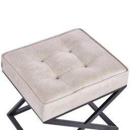 Wyld And Coco Beige Faux Leather Tufted Footstool With Metal Legs, W47 X D40 X H43 Cm - thumbnail 5