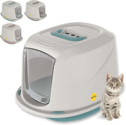 Cat Centre.Direct Cat Centre Medium Blue Galaxy Detachable Hooded Litter Tray With Carbon Filter - thumbnail 1
