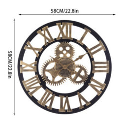 Living And Home Silent Large Wall Clock Roman Numbers For Kitchen Home Decoration 580mm - thumbnail 9