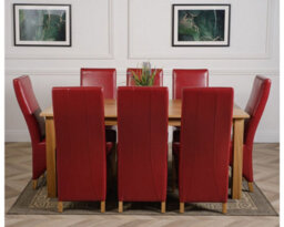 That's Furniture Oslo 180 X 90 Cm Large Oak Dining Table And 8 Chairs Dining Set With Lola Burgundy Leather Chairs - thumbnail 2