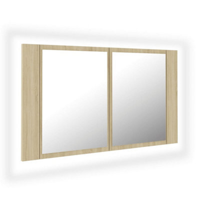 Berkfield Stylish Led Bathroom Mirror Cabinet Sonoma Oak 80X12X45 Cm - image 1