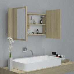 Berkfield Stylish Led Bathroom Mirror Cabinet Sonoma Oak 80X12X45 Cm - thumbnail 6