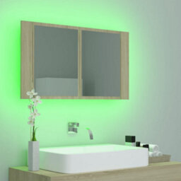 Berkfield Stylish Led Bathroom Mirror Cabinet Sonoma Oak 80X12X45 Cm - thumbnail 5